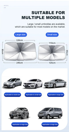 57" Car Windshield Sun Shade Foldable Umbrella Front Window Cover Visor Umbrella